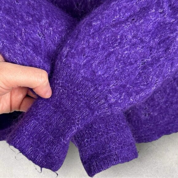 Sezane Marlow Knit Sweater Purple Size XS French Wool Kid Mohair Button V-Neck - Picture 9 of 13